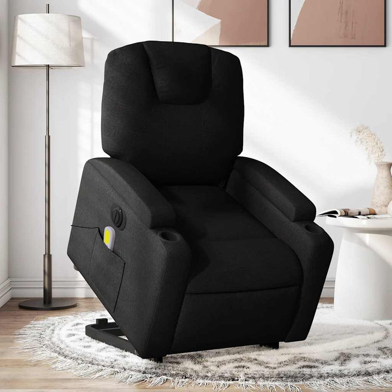 vidaXL Electric Stand up Massage Recliner Chair Black Fabric