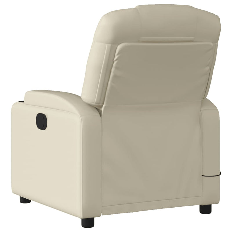 vidaXL Electric Massage Recliner Chair Cream Faux Leather