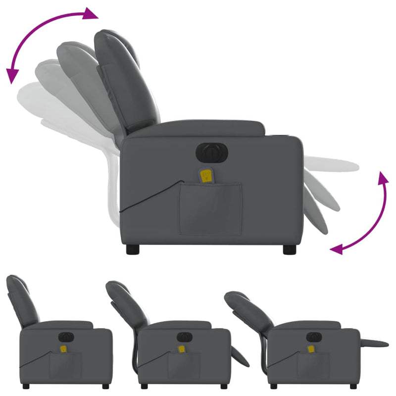 vidaXL Electric Massage Recliner Chair Grey Faux Leather