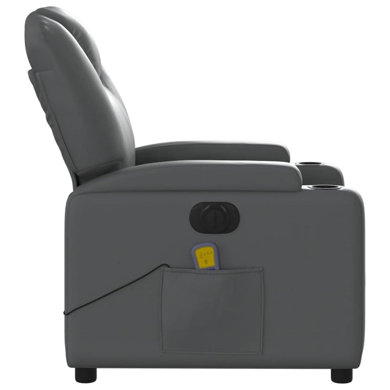 vidaXL Electric Massage Recliner Chair Grey Faux Leather