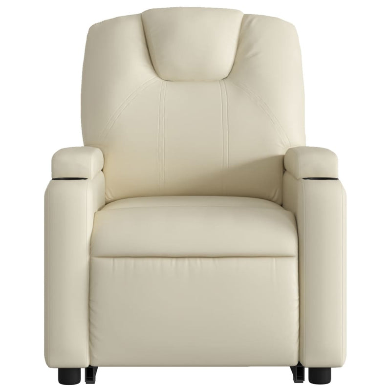 vidaXL Stand up Massage Recliner Chair Cream Faux Leather
