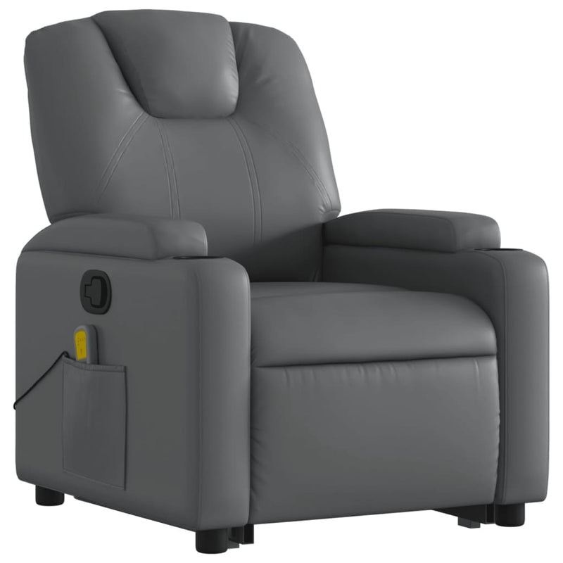 vidaXL Stand up Massage Recliner Chair Grey Faux Leather