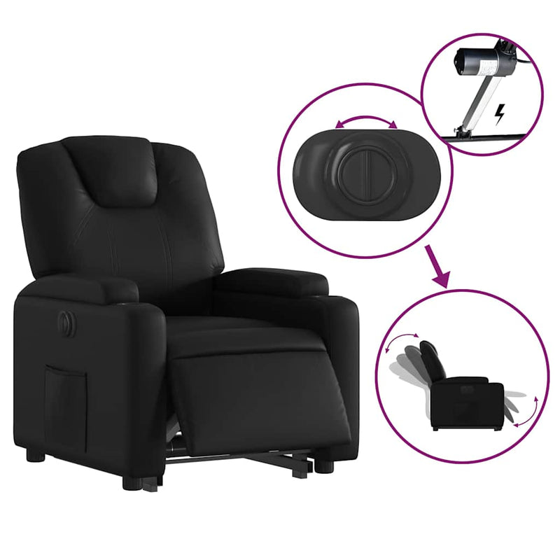 vidaXL Electric Stand up Recliner Chair Black Faux Leather