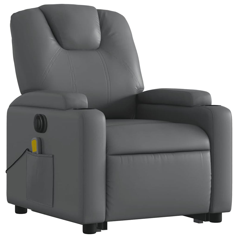 vidaXL Electric Stand up Massage Recliner Chair Grey Faux Leather