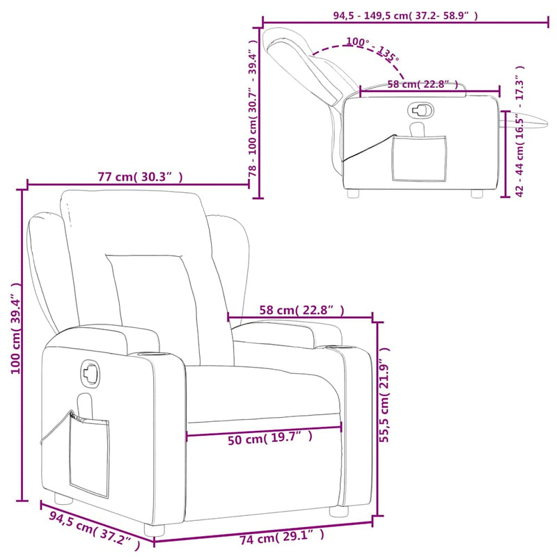 vidaXL Massage Recliner Chair Dark Grey Fabric