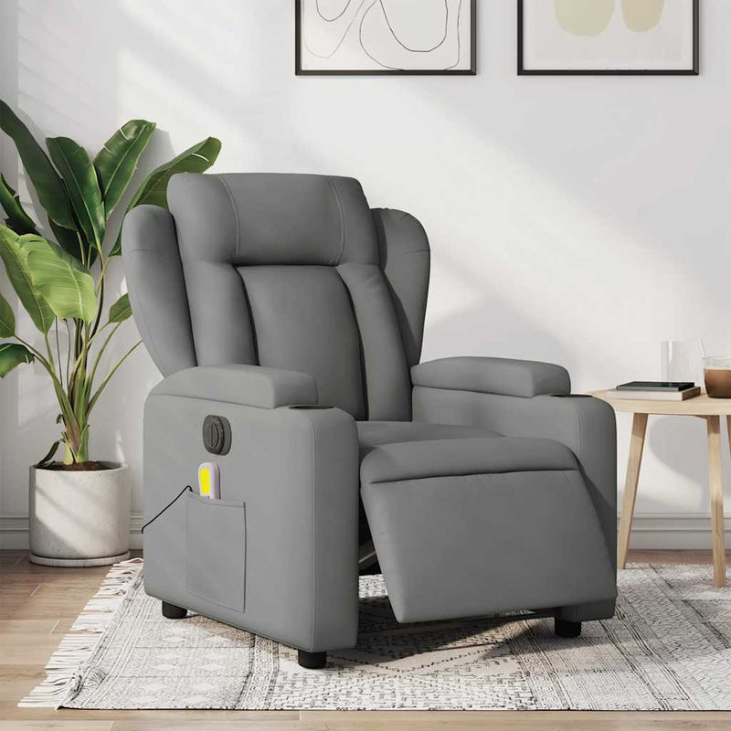 vidaXL Electric Massage Recliner Chair Dark Grey Fabric