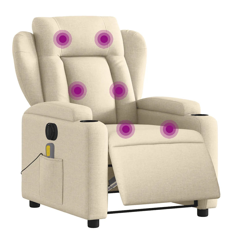 Electric Massage Recliner Chair Cream Fabric