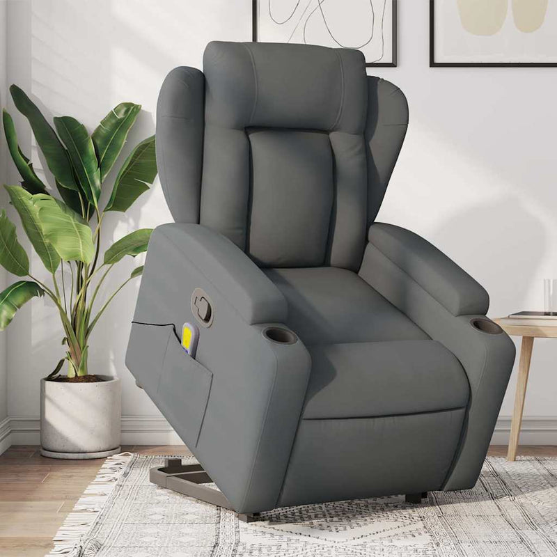 vidaXL Stand up Massage Recliner Chair Dark Grey Fabric