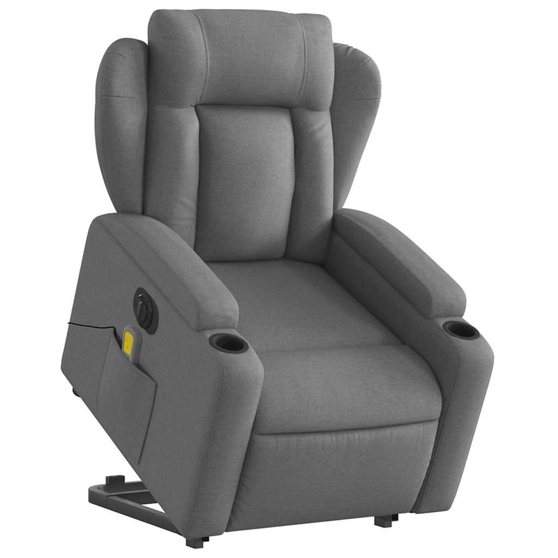 vidaXL Electric Stand up Massage Recliner Chair Dark Grey Fabric