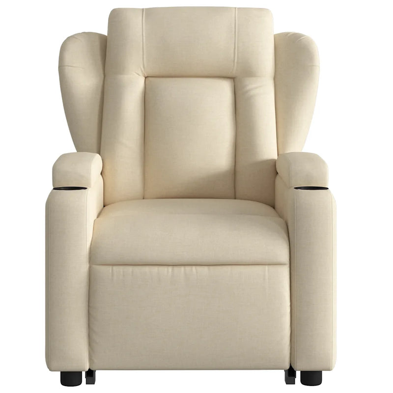 Electric Stand up Massage Recliner Chair Cream Fabric