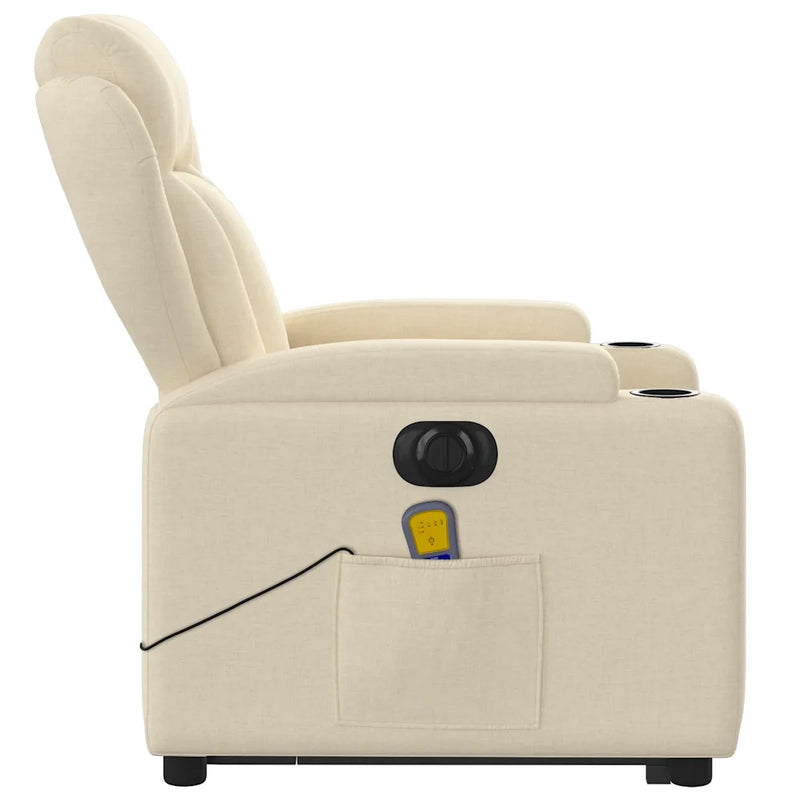 Electric Stand up Massage Recliner Chair Cream Fabric