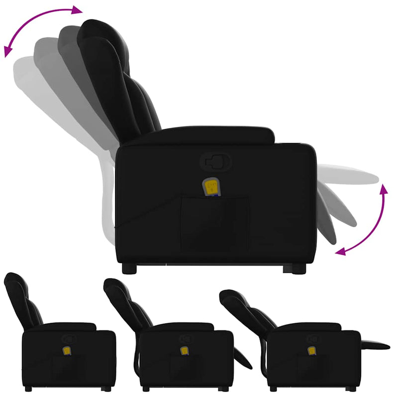vidaXL Stand up Massage Recliner Chair Black Faux Leather