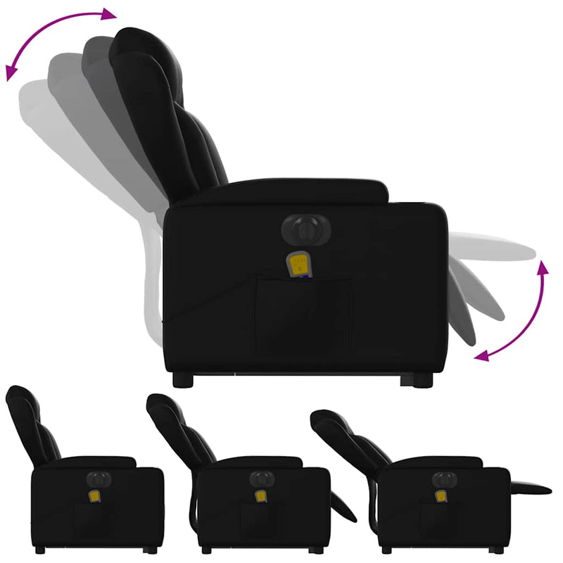 vidaXL Electric Stand up Massage Recliner Chair Black Faux Leather
