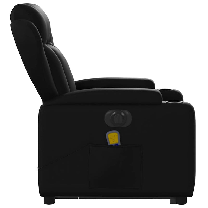 vidaXL Electric Stand up Massage Recliner Chair Black Faux Leather