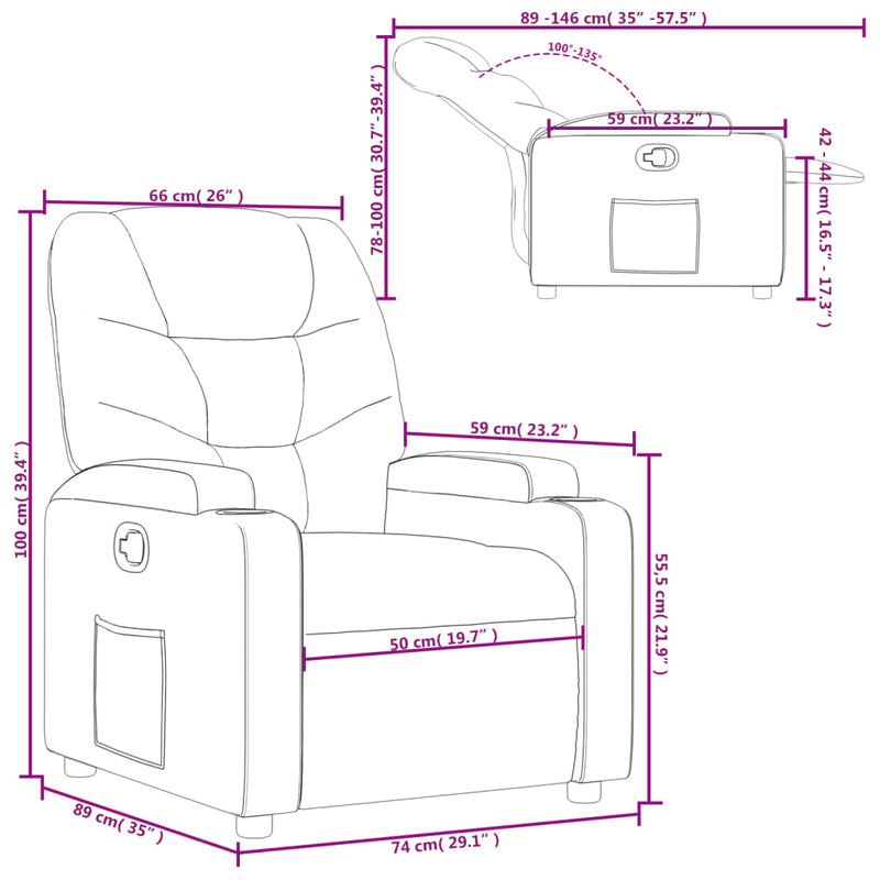 vidaXL Recliner Chair Dark Grey Fabric