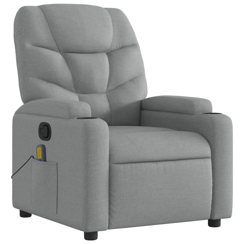 vidaXL Massage Recliner Chair Light Grey Fabric