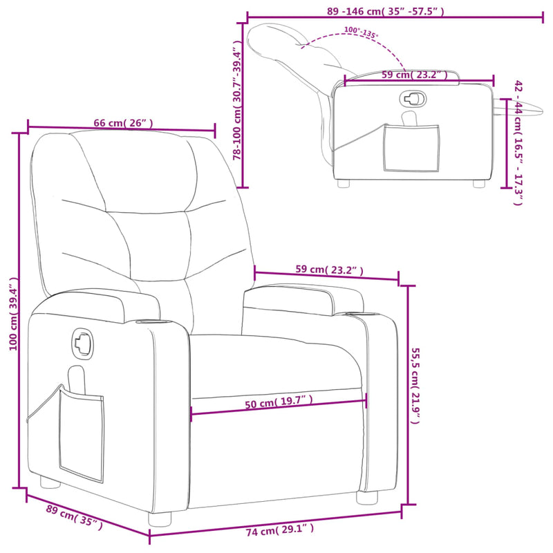 vidaXL Massage Recliner Chair Black Fabric