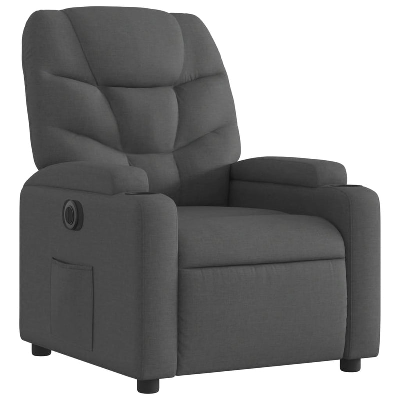 vidaXL Electric Recliner Chair Dark Grey Fabric