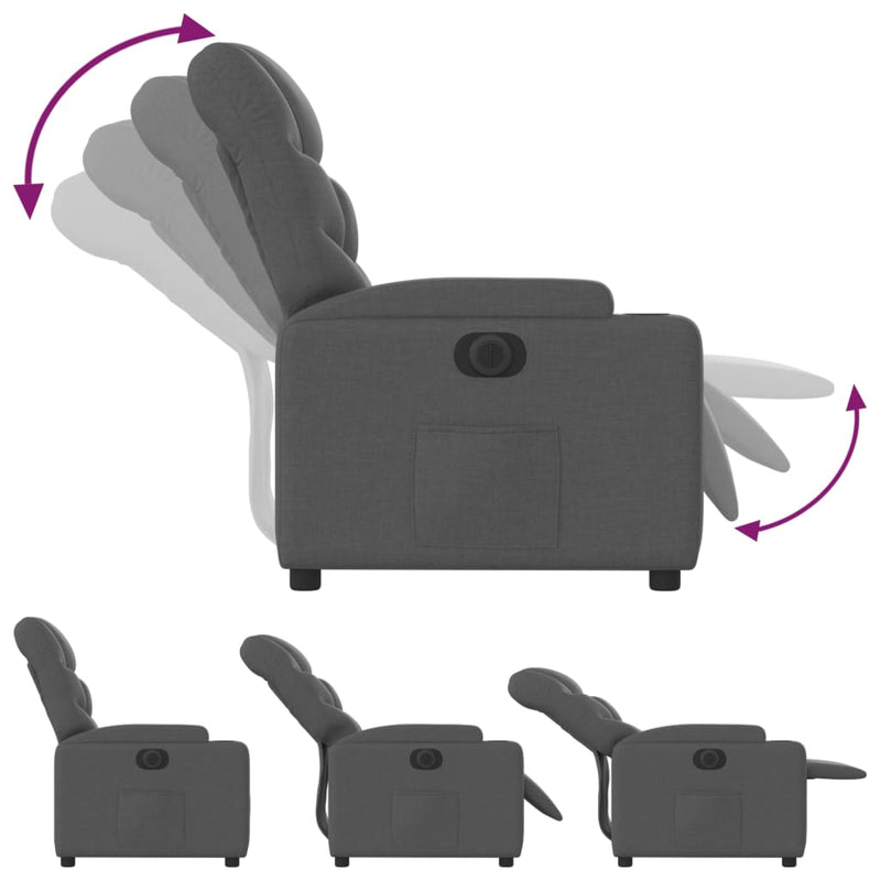 vidaXL Electric Recliner Chair Dark Grey Fabric