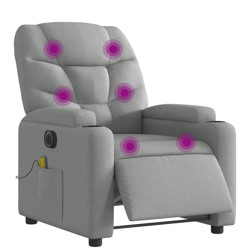 vidaXL Electric Massage Recliner Chair Light Grey Fabric