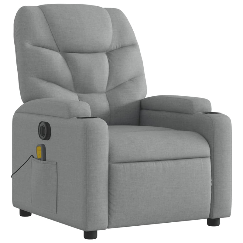 vidaXL Electric Massage Recliner Chair Light Grey Fabric