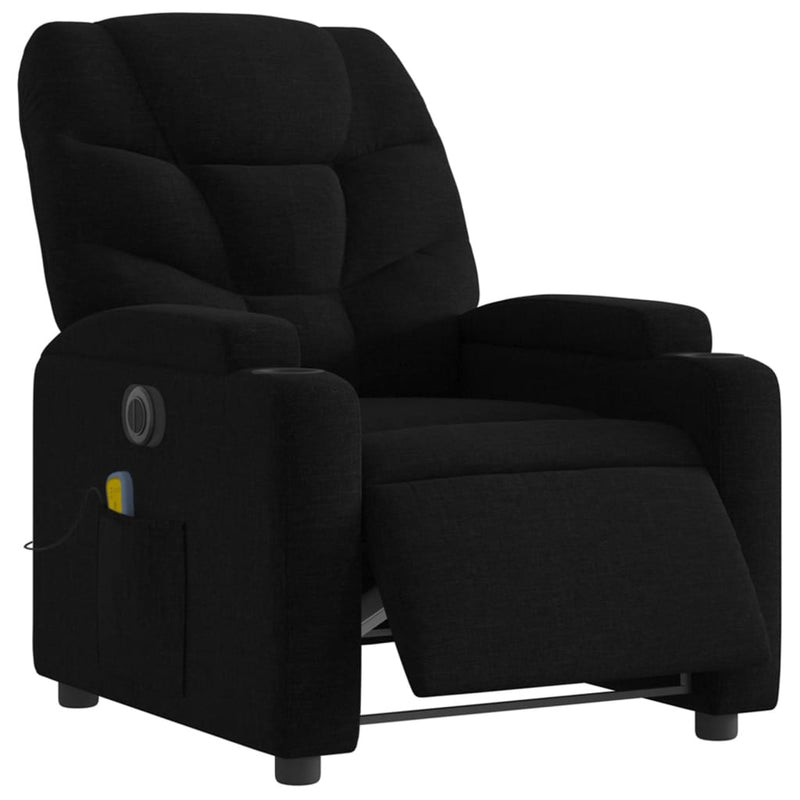vidaXL Electric Massage Recliner Chair Black Fabric