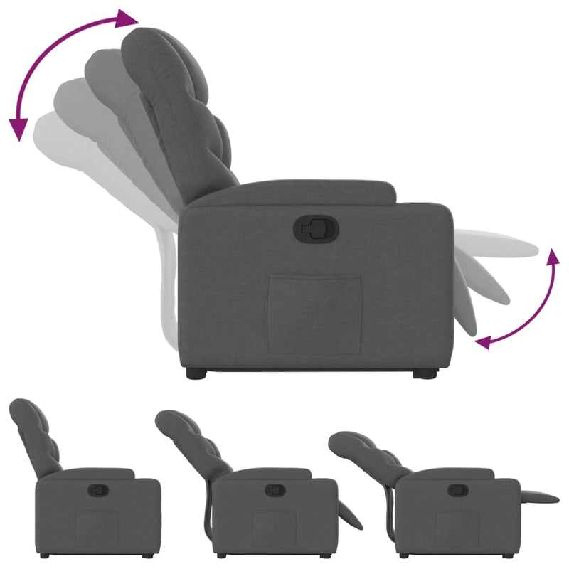 vidaXL Stand up Recliner Chair Dark Grey Fabric