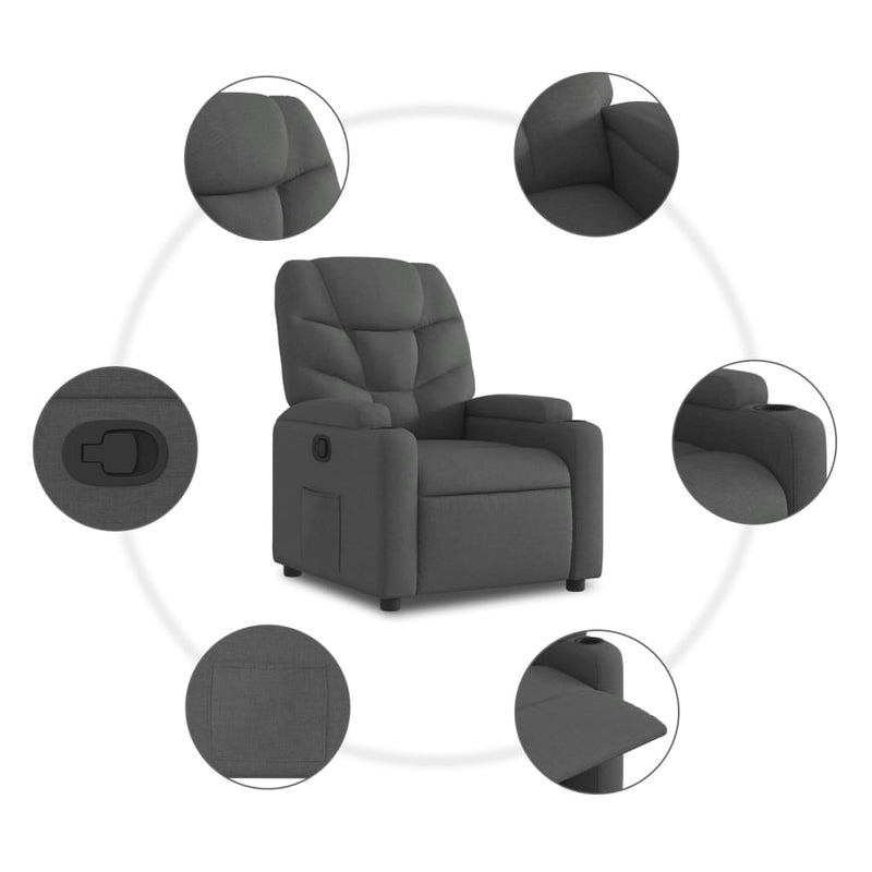 vidaXL Stand up Recliner Chair Dark Grey Fabric