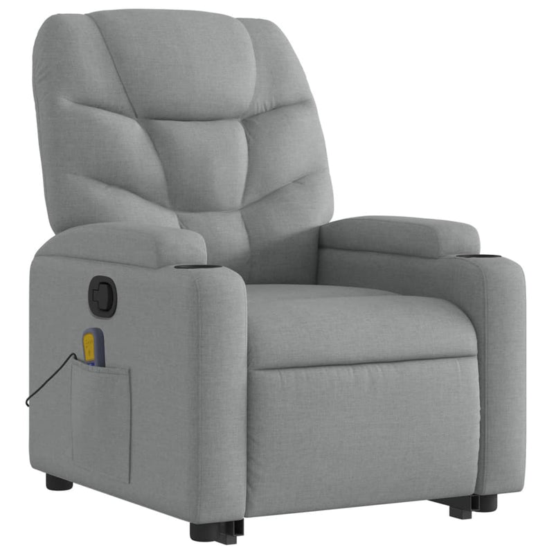 vidaXL Stand up Massage Recliner Chair Light Grey Fabric