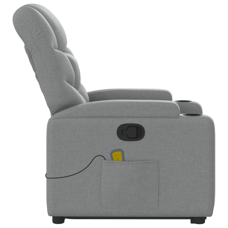 vidaXL Stand up Massage Recliner Chair Light Grey Fabric