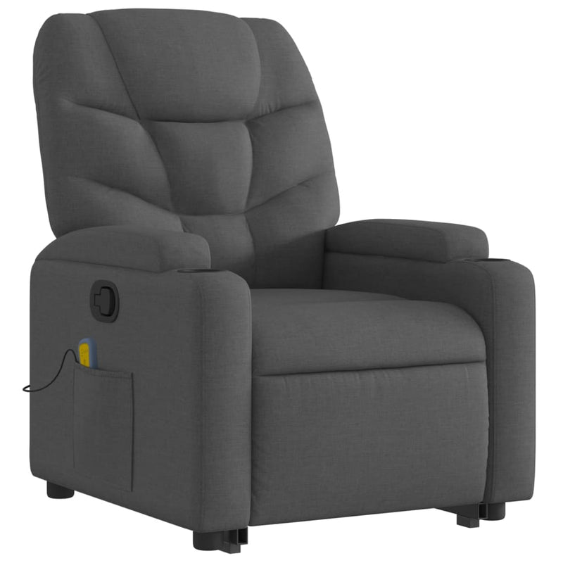 vidaXL Stand up Massage Recliner Chair Dark Grey Fabric