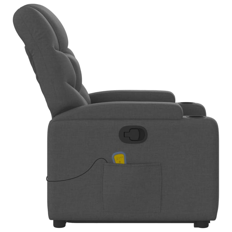 vidaXL Stand up Massage Recliner Chair Dark Grey Fabric