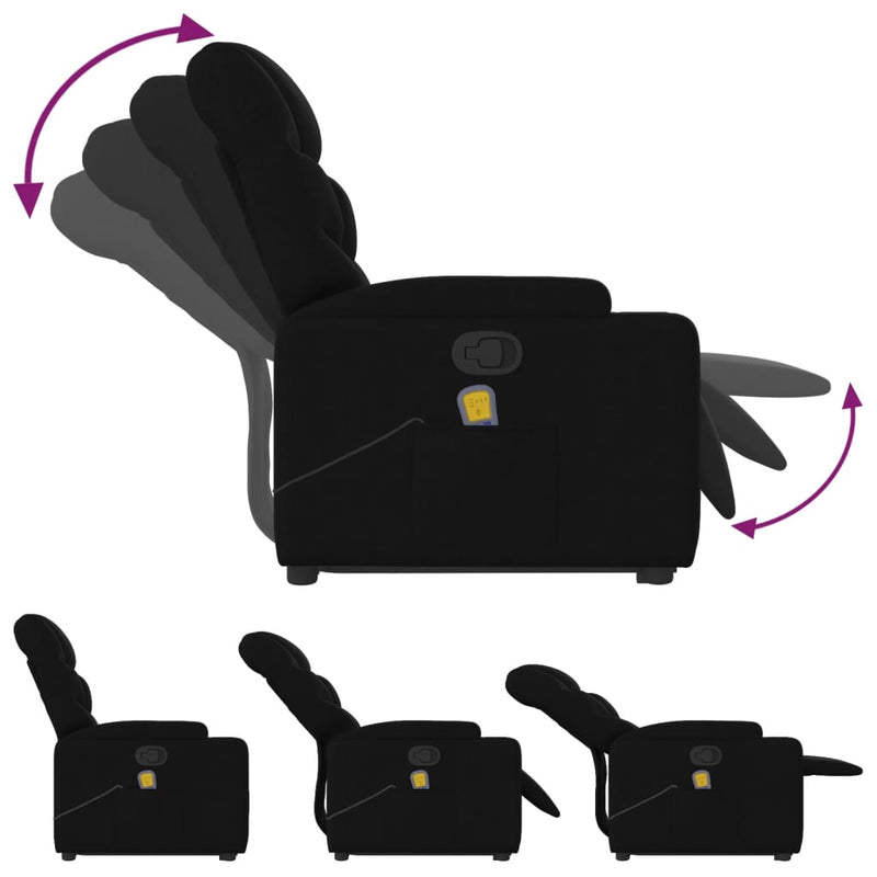 vidaXL Stand up Massage Recliner Chair Black Fabric