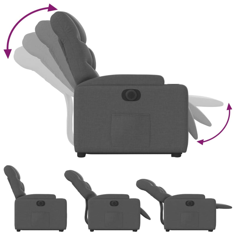 vidaXL Electric Stand up Recliner Chair Dark Grey Fabric