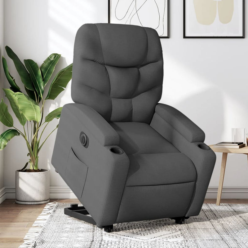 vidaXL Electric Stand up Recliner Chair Dark Grey Fabric