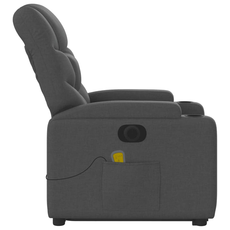 vidaXL Electric Stand up Massage Recliner Chair Dark Grey Fabric