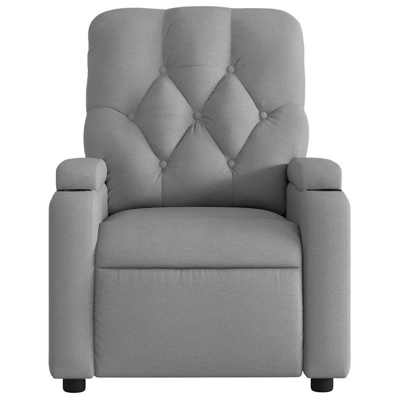 Electric Massage Recliner Chair Light Grey Fabric