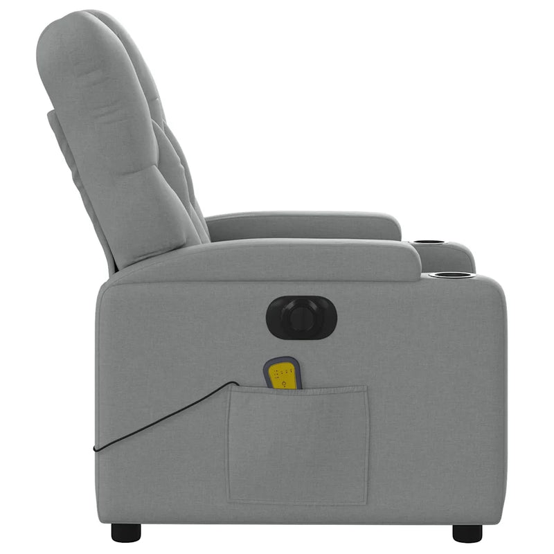Electric Massage Recliner Chair Light Grey Fabric