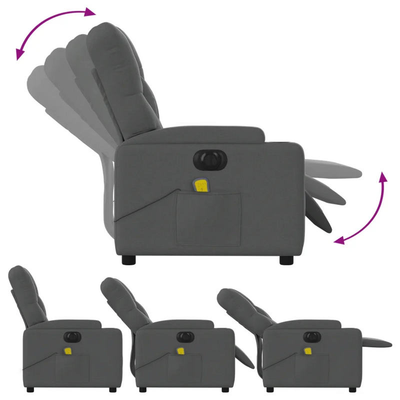 Electric Massage Recliner Chair Dark Grey Fabric