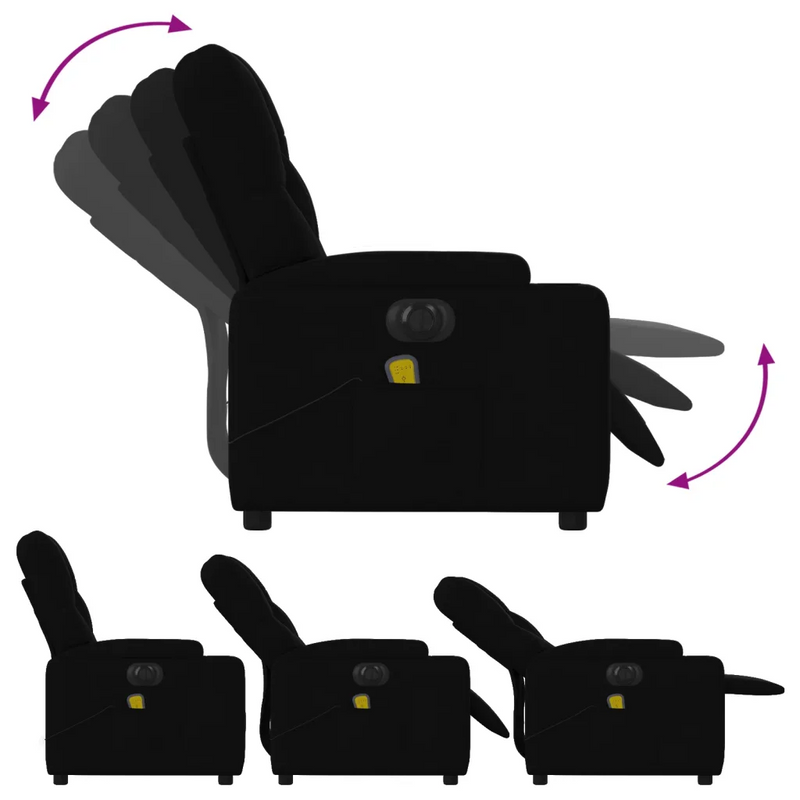 Electric Massage Recliner Chair Black Fabric