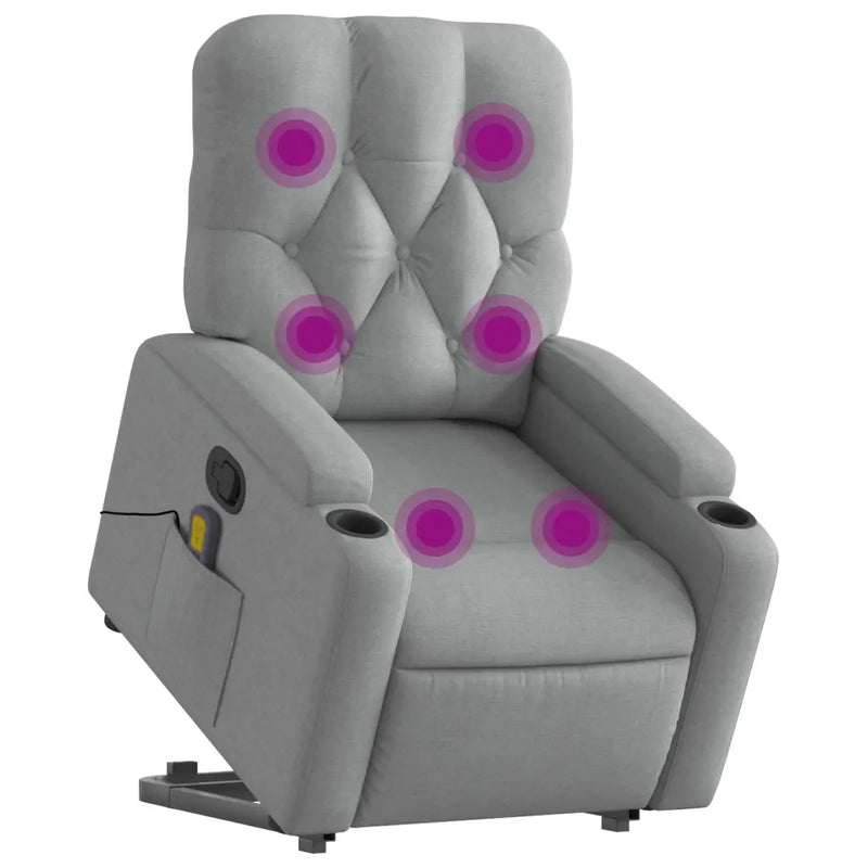Stand up Massage Recliner Chair Light Grey Fabric