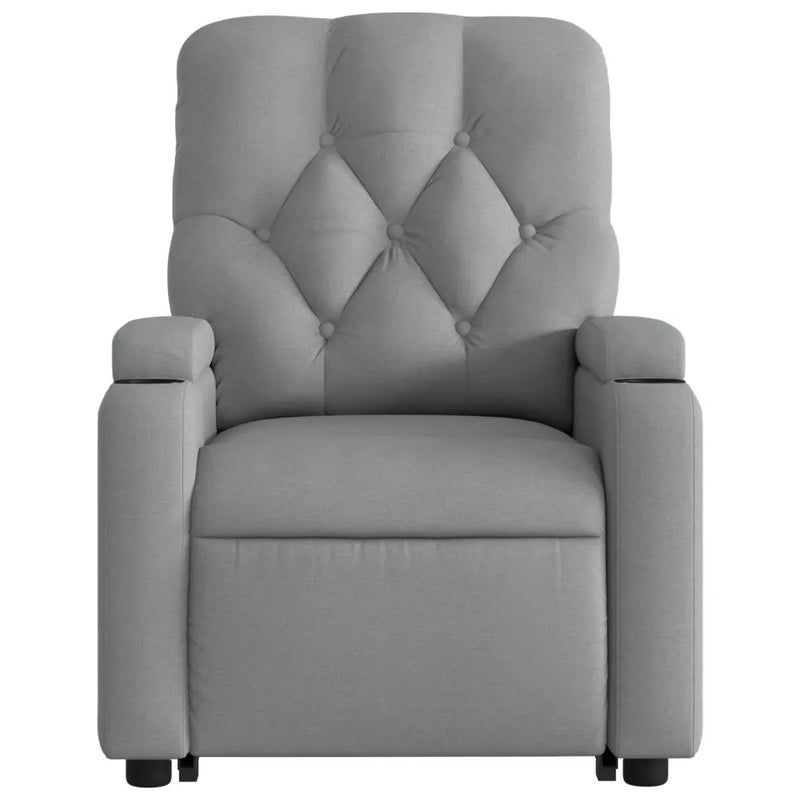 Stand up Massage Recliner Chair Light Grey Fabric