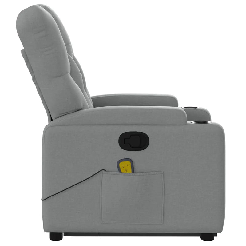 Stand up Massage Recliner Chair Light Grey Fabric
