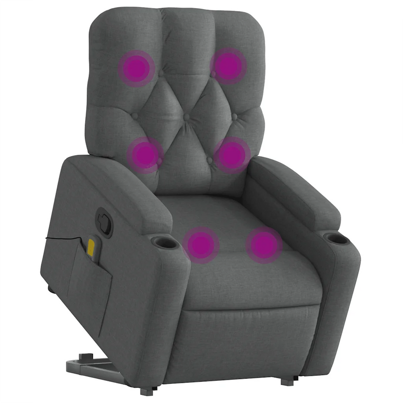 Stand up Massage Recliner Chair Dark Grey Fabric