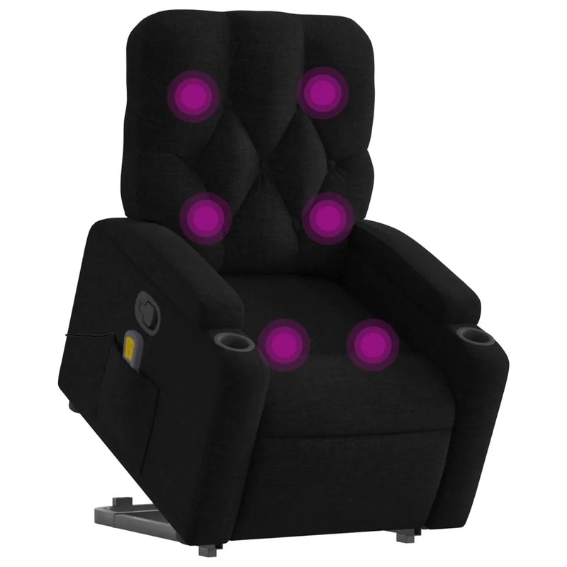 Stand up Massage Recliner Chair Black Fabric