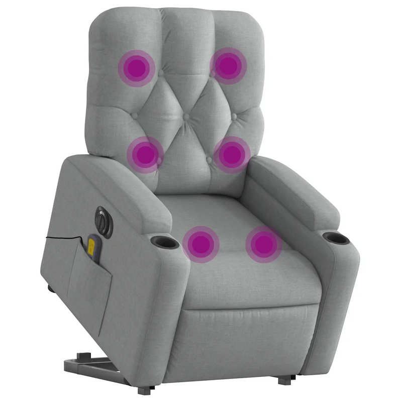 Electric Stand up Massage Recliner Chair Light Grey Fabric