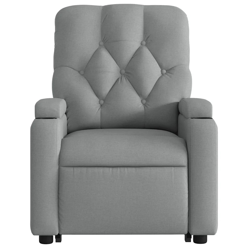 Electric Stand up Massage Recliner Chair Light Grey Fabric
