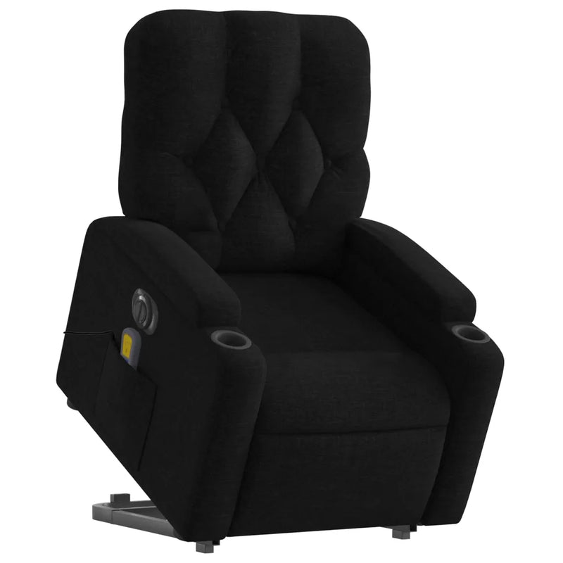 Electric Stand up Massage Recliner Chair Black Fabric