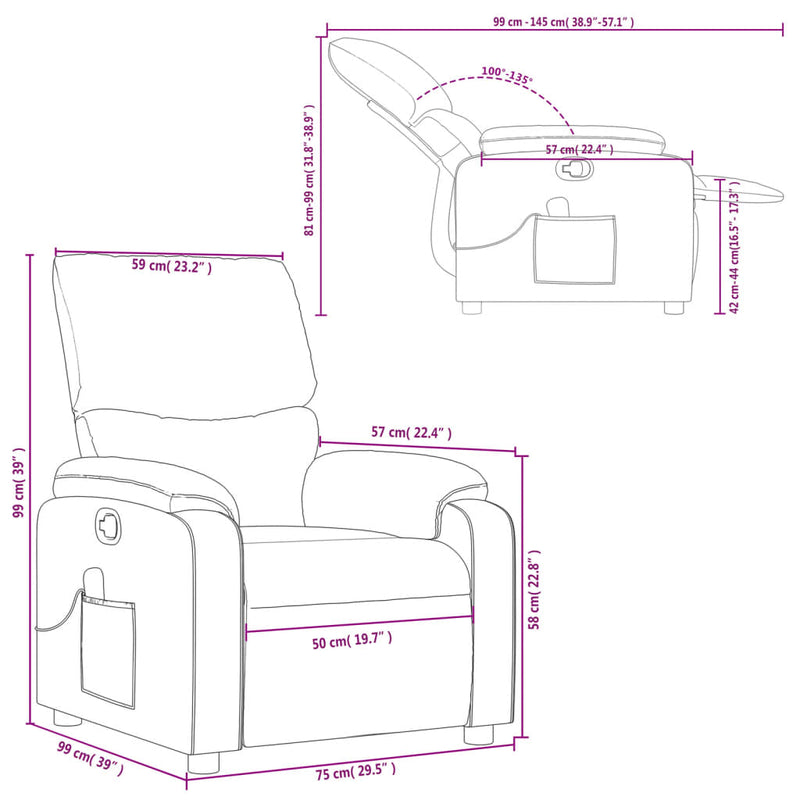 vidaXL Massage Recliner Chair Black Fabric