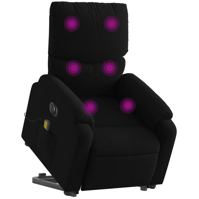 vidaXL Electric Stand up Massage Recliner Chair Black Fabric